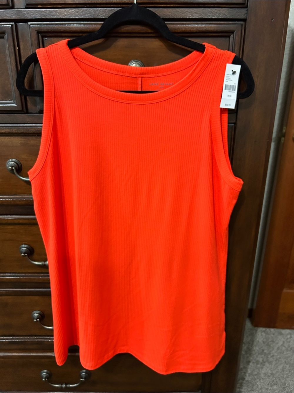 Lane Bryant Bright Orange Ribbed Tank Top
